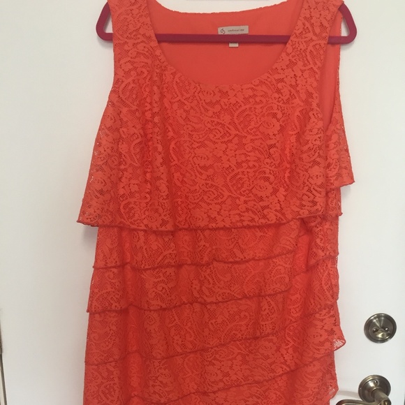 Brillant Orange Lined Lace Layered Dress from Macy - Picture 1 of 4